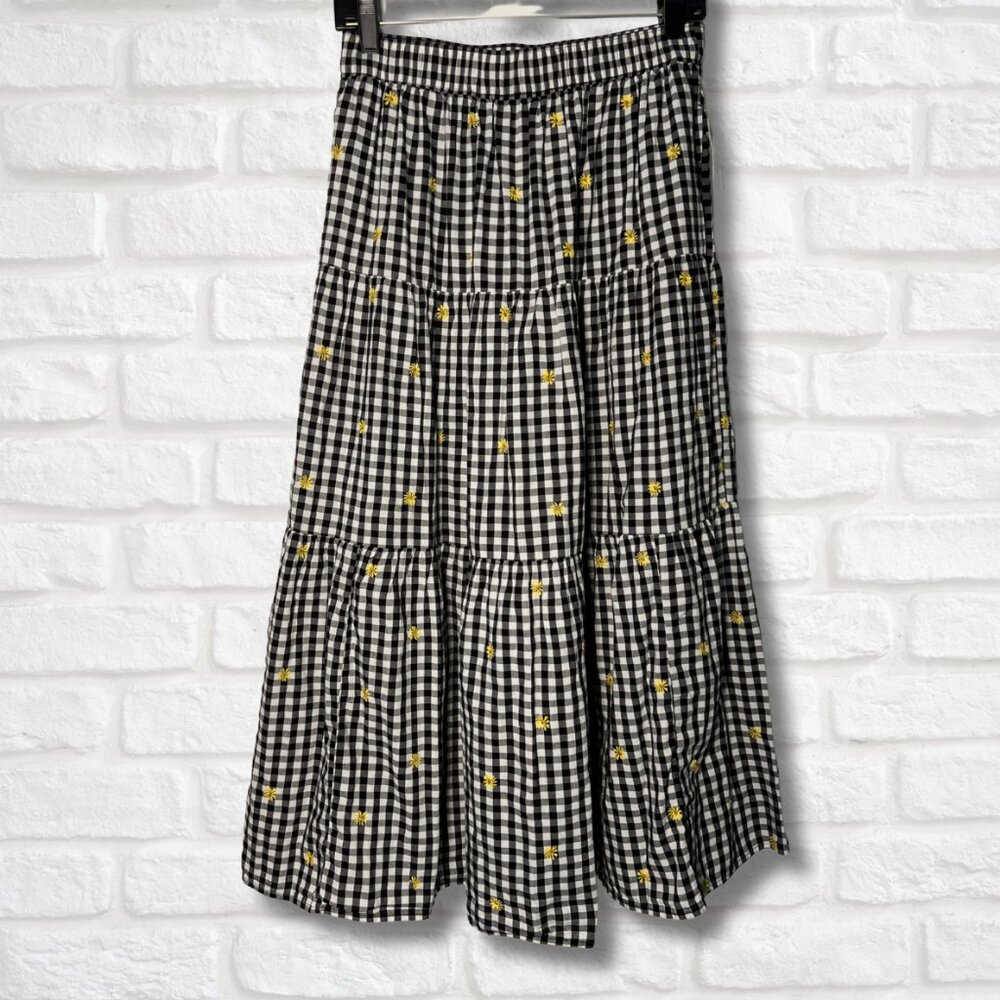 Tiered Gingham Maxi Skirt